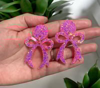 Image 1 of Glittered Bow Shaped Earrings 