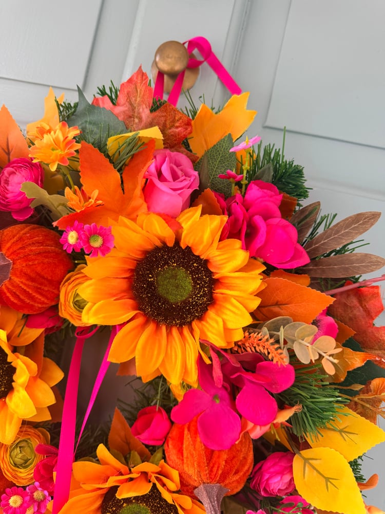 Image of 45cm Pink Sunflower Autumn 