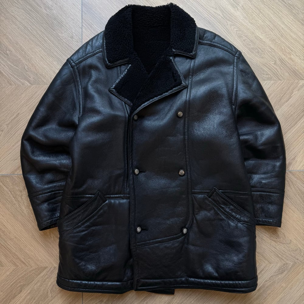 Image of 1980s Valentino Leather Shearling Jacket, Size XL