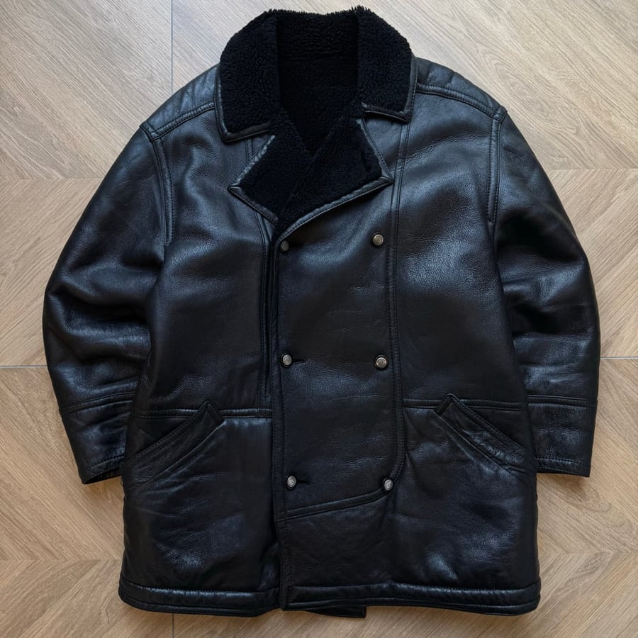 Image of 1980s Valentino Leather Shearling Jacket, Size XL
