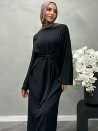 Image 1 of Elegant Noir Tie-Waist Abaya
