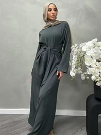Image 4 of Elegant Noir Tie-Waist Abaya