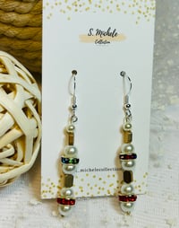 Image 1 of Pearl & Rhinestone Earrings
