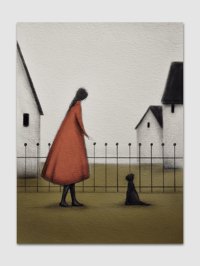 Image 1 of Illustration Art - A Black Cat By The Railings 