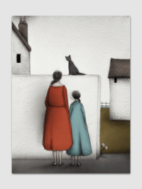 Image 1 of Illustration Art - Black Cat On A White Wall