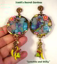 Image 3 of "Lunette and Willy" One-of-a-Kind Handcrafted Earrings.