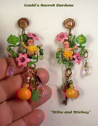 Image 3 of "Mike and Mickey" One-of-a-Kind Handcrafted; Hand painted Earrings.