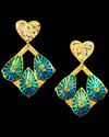 DREAM GLITTER QUADRATUM Earring - Peacock + Heart