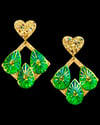 DREAM GLITTER QUADRATUM Earring - Green + Heart