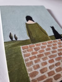 Image 4 of Original Painting - Lady With A Cat On A Brick Wall