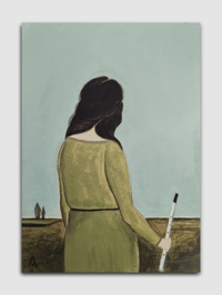 Image 1 of Original Artwork - Acrylic Painting Of A Lady In The Countryside With Tin Whistle
