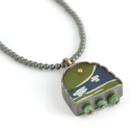 Image 3 of Little Arch Pendant - green & gold