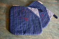 Image 1 of Pair of Fabric Pot Holders with Oven Mitt Pockets