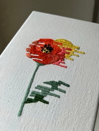 Image 3 of Glitched Poppy, hand embroidered art