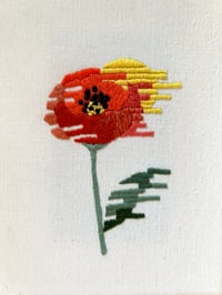 Image 1 of Glitched Poppy, hand embroidered art