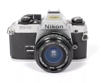 Image 1 of Nikon FG-20 35mm SLR Film Camera (chrome) with 28mm F2.8 wide angle lens #9224