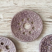 Image 4 of Handmade Ceramic Curved Flower Frog – Textured, Translucent Lilac