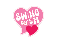 Image 2 of Swing On 'Em Double Hearts Die Cut Vinyl Sticker