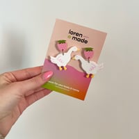 Image of strawberry duck earrings
