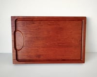 Image 1 of 1960s Solid Teak Cutting Board With Carved Channel
