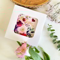 Image 4 of Set of 4 watercolour floral ceramic round coasters - pink flowers
