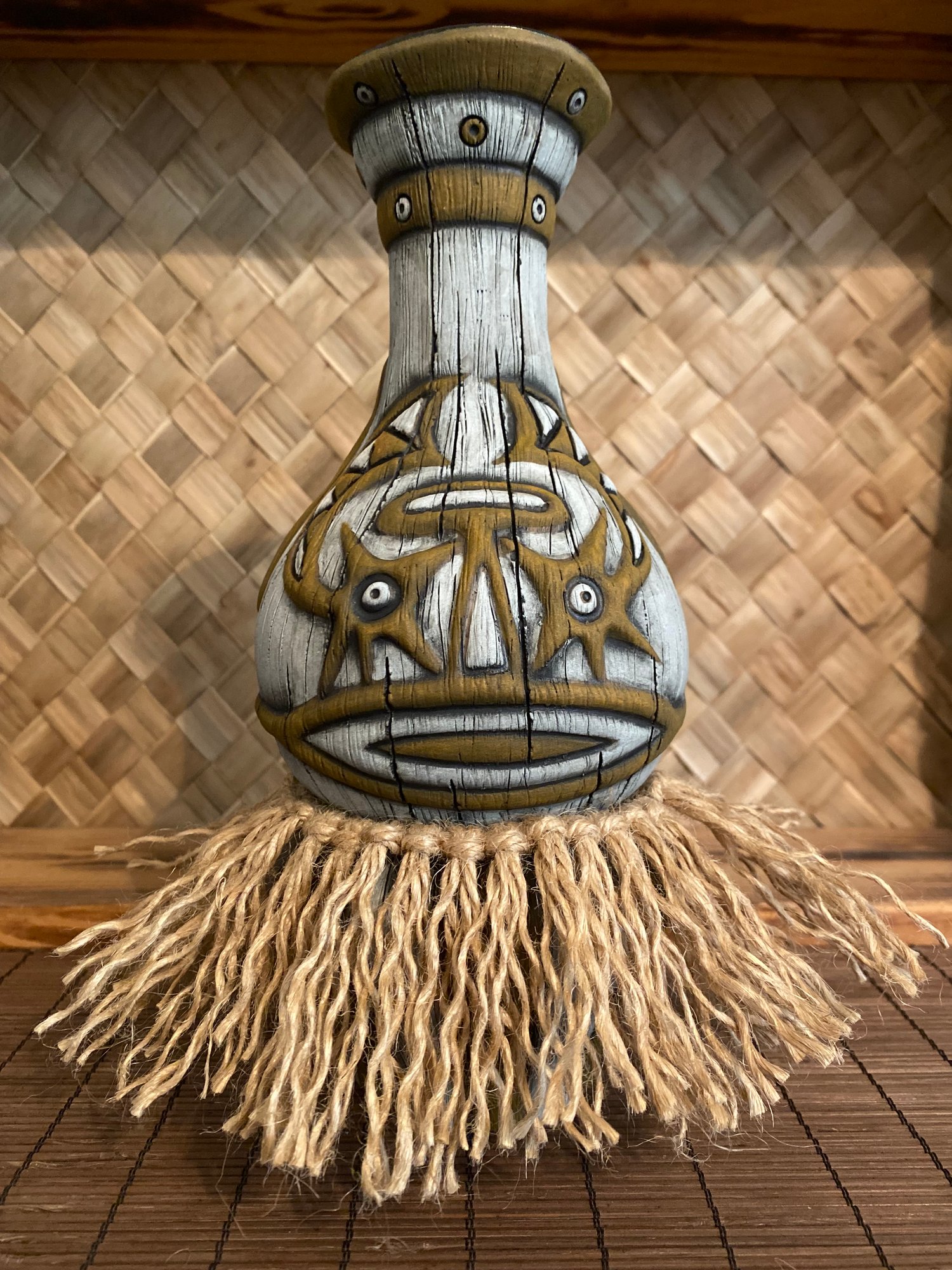 Image of Kovave Mug#123 - Woodgrain Weathered Orange and White - US Shipping Included
