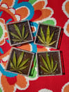 Ganja Leaf Glitter Resin Coaster Set