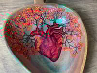 Image 3 of Heart Dish - Green Iridescent All Over with Red Floral