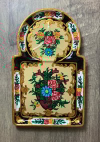 Image 2 of Heart Paper Mache Tray - Black and Cream