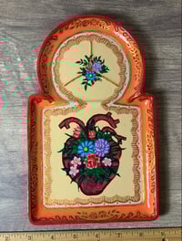 Image 1 of Heart Paper Mache Tray - Peach and Cream