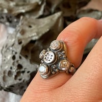 Image 1 of CZ Art Deco Bahá'í Ringstone symbol carved ring