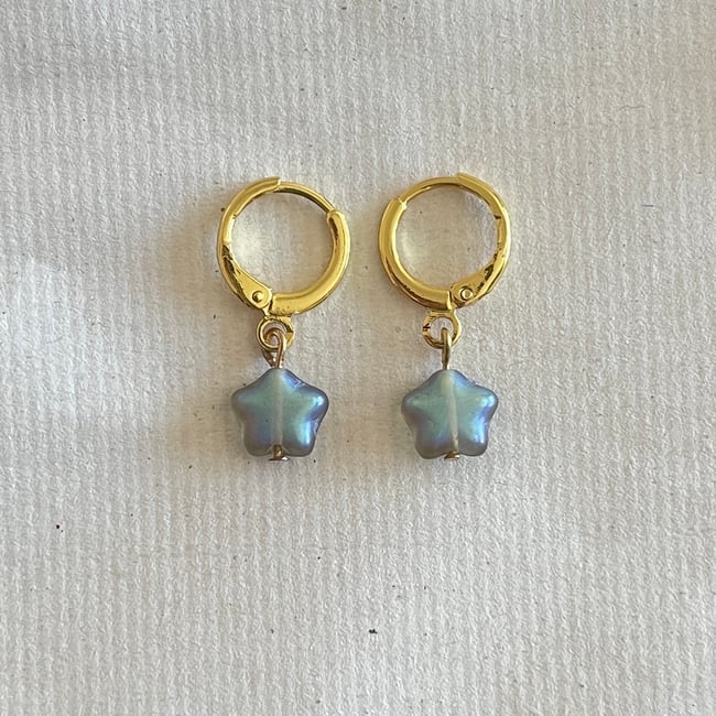 starry night star huggie hoop earrings