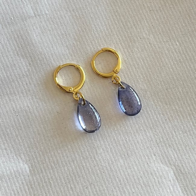 long gem huggie hoop earrings