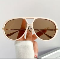 Image 1 of Cream Aviator Style Sunglasses 