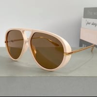 Image 2 of Cream Aviator Style Sunglasses 