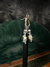 Image 1 of "Alchemy" - Faux Hematite Pyramid & Labradorite Beaded Earrings