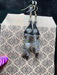 Image 2 of "Alchemy" - Faux Hematite Pyramid & Labradorite Beaded Earrings