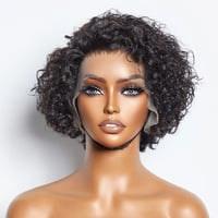 Image 1 of 13"x4" Short Curly Pixie Cut Frontal Lace Wig 