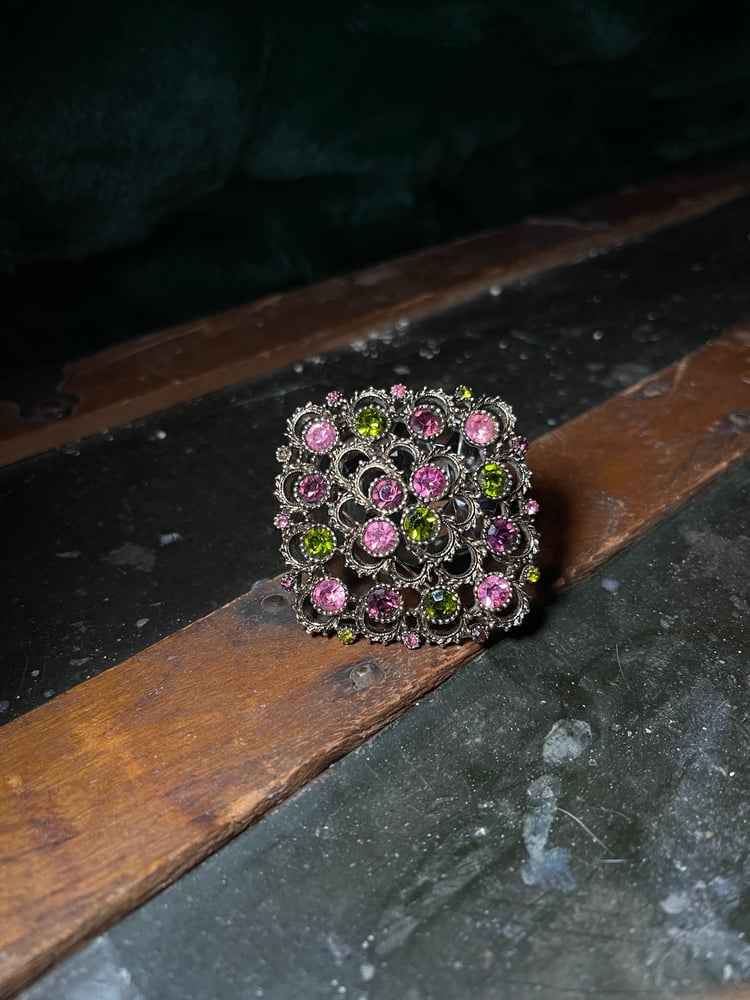 Image of Vintage Brooch Signed Sara Coventry Pink, Purple & Green