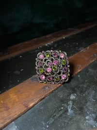 Vintage Brooch Signed Sara Coventry Pink, Purple & Green