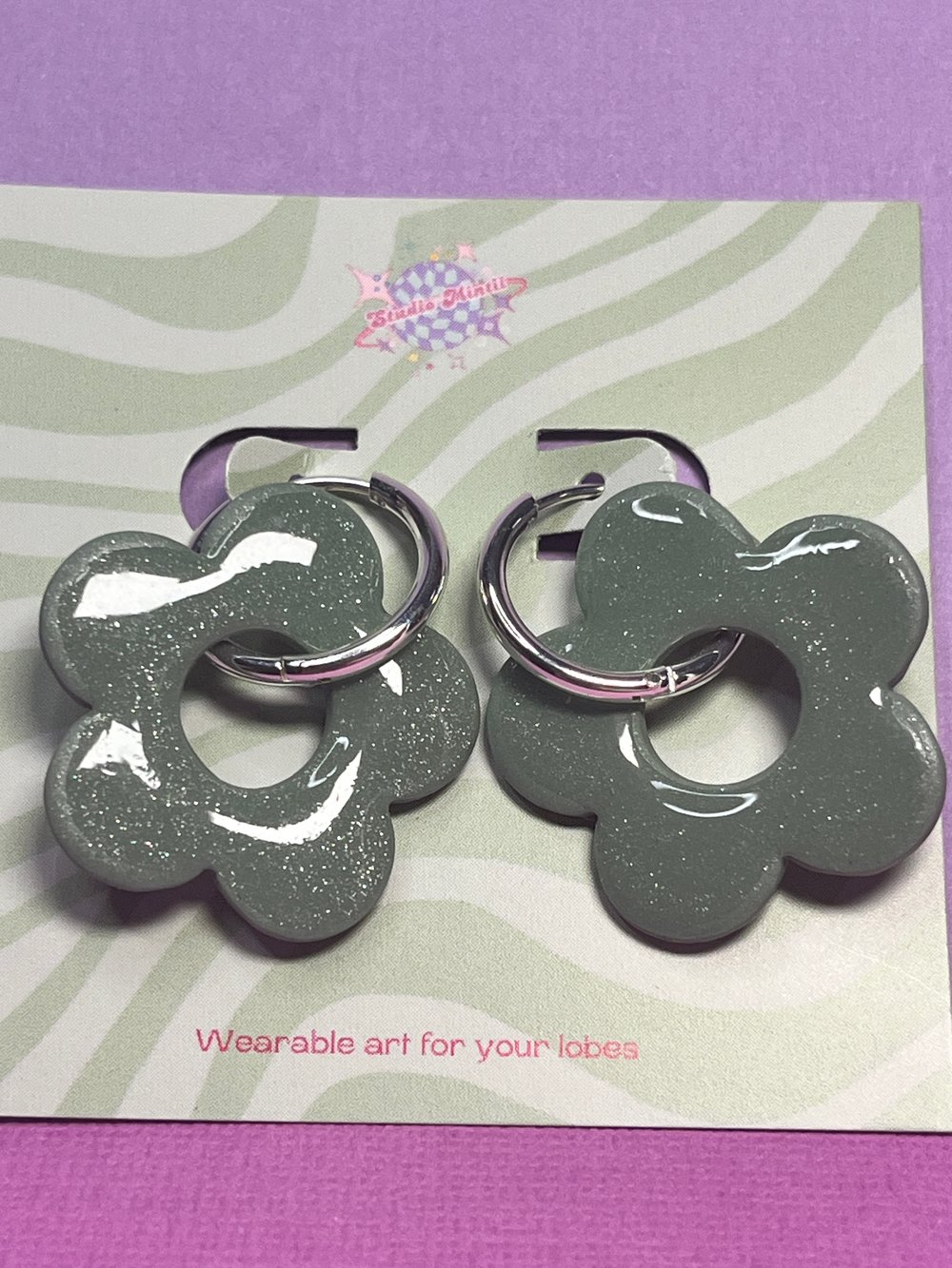 Image of Sage Flower Hoops