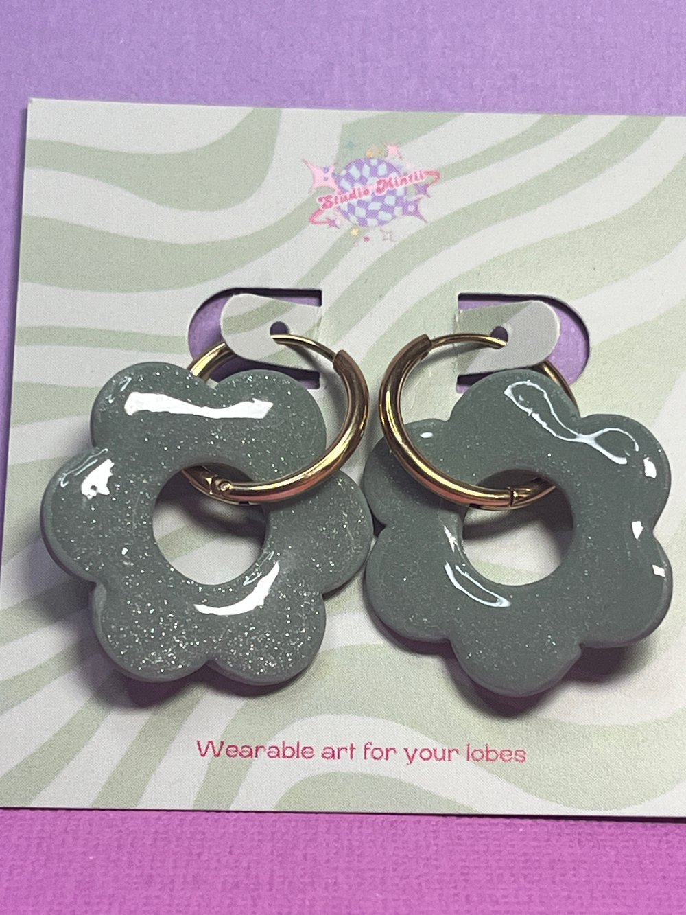 Image of Sage Flower Hoops