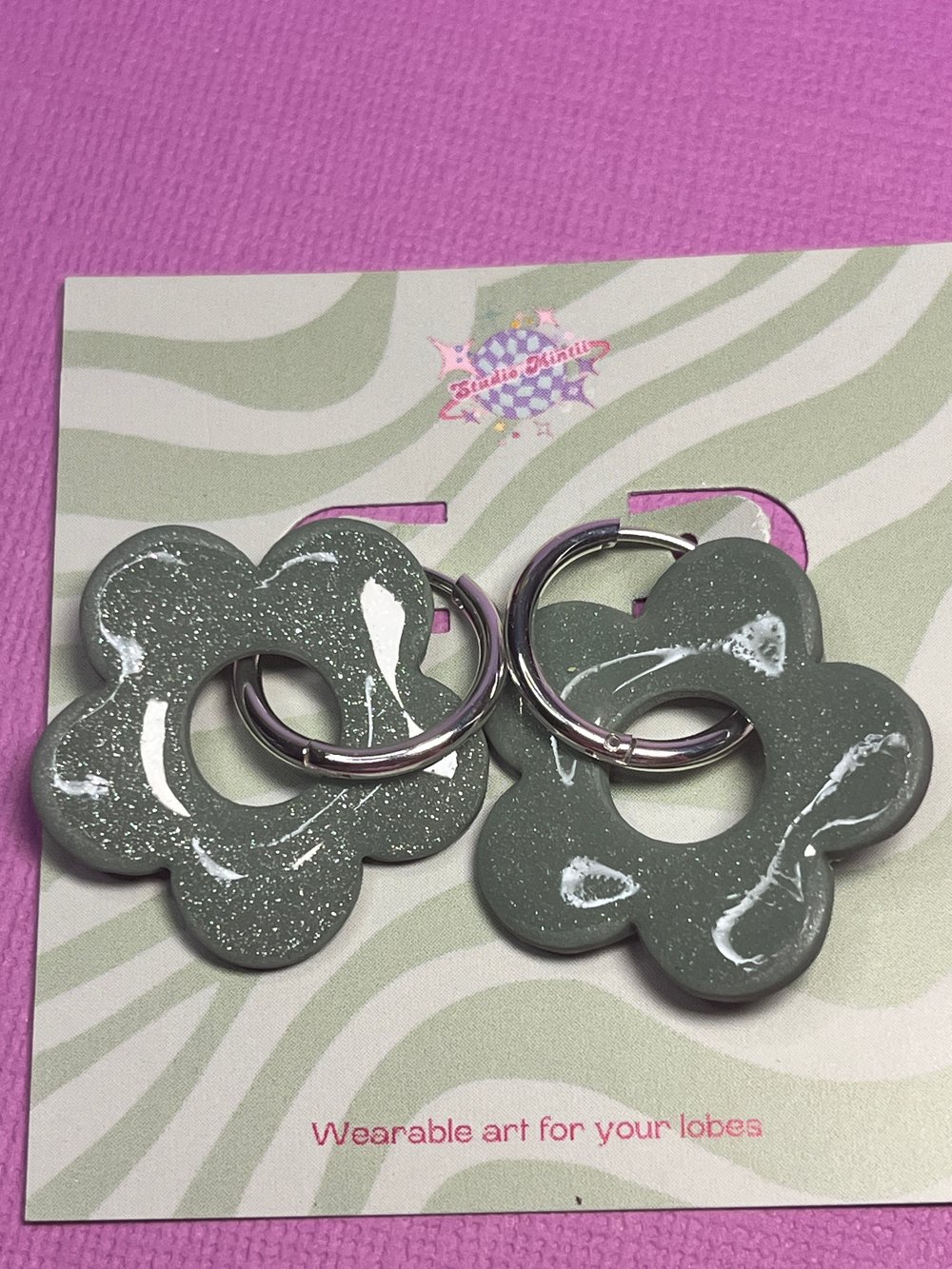 Image of Sage Flower Hoops