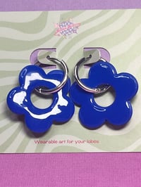 Image 1 of Cobalt Blue Flower Hoops