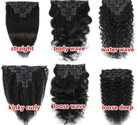 Image 5 of Kinky Straight, Yaki  #1B 6Pcs  PU Seamless Clip ins Hair Extensions Real Human Hair 120G 