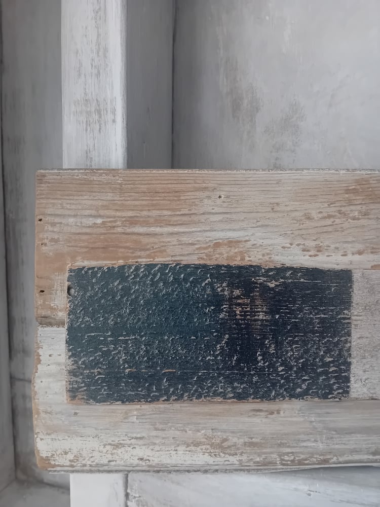 Image of Vintage Drift Wood Timber Panel Black White Rough Sawn Hand Painted Boat Side 02