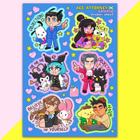 Image 1 of Ace Attorney x Sanrio A6 Sticker Sheet