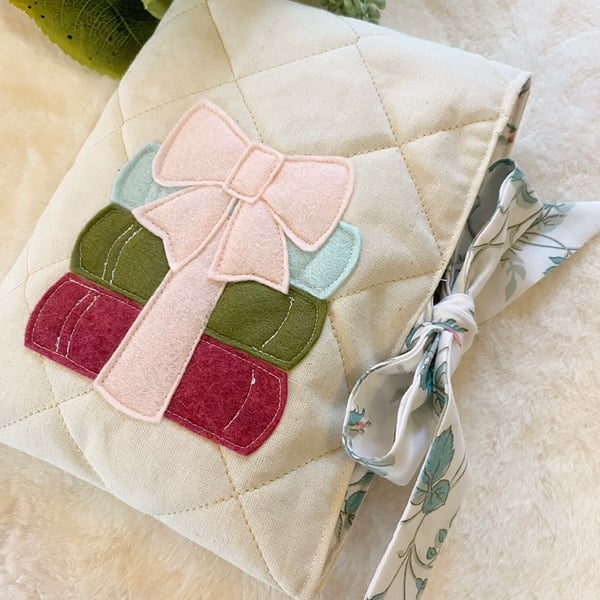 Image of Book sleeve- pink & green book stack