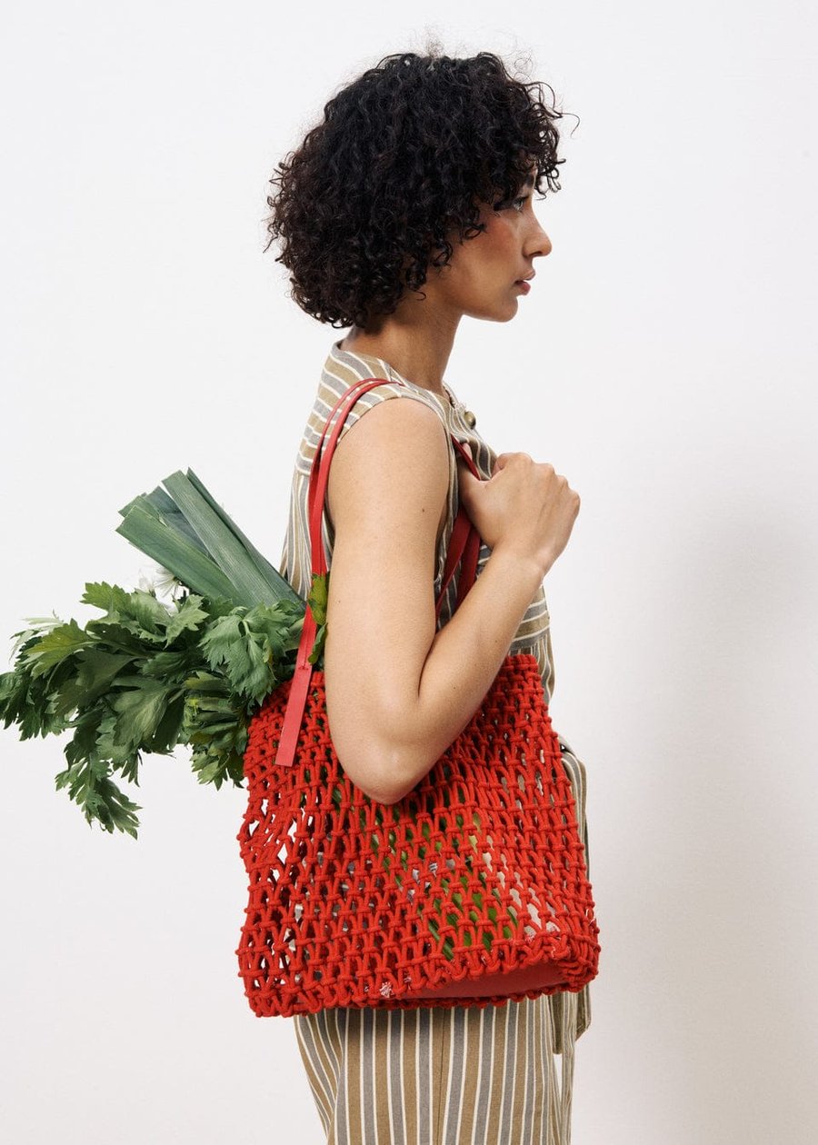 Image of 5-Bolso Makrame rojo