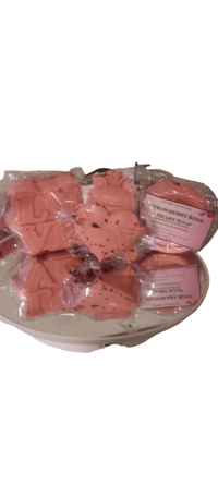 Image 5 of Strawberry Rose Heart Soap (Handmade, 4oz)